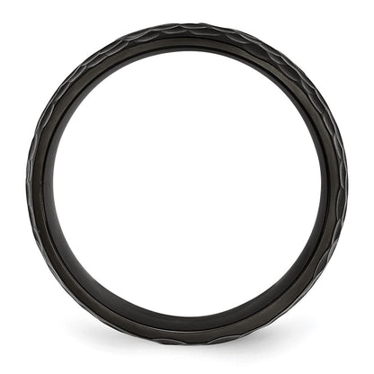 Stainless Steel Black Ip Plated Hammered 8mm Band