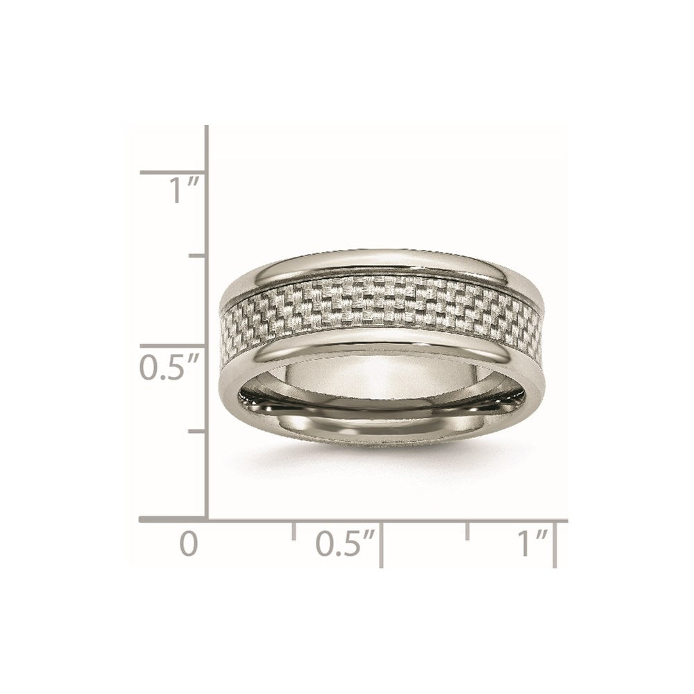 Stainless Steel Polished W/ Grey Carbon Fiber Inlay 8mm Band