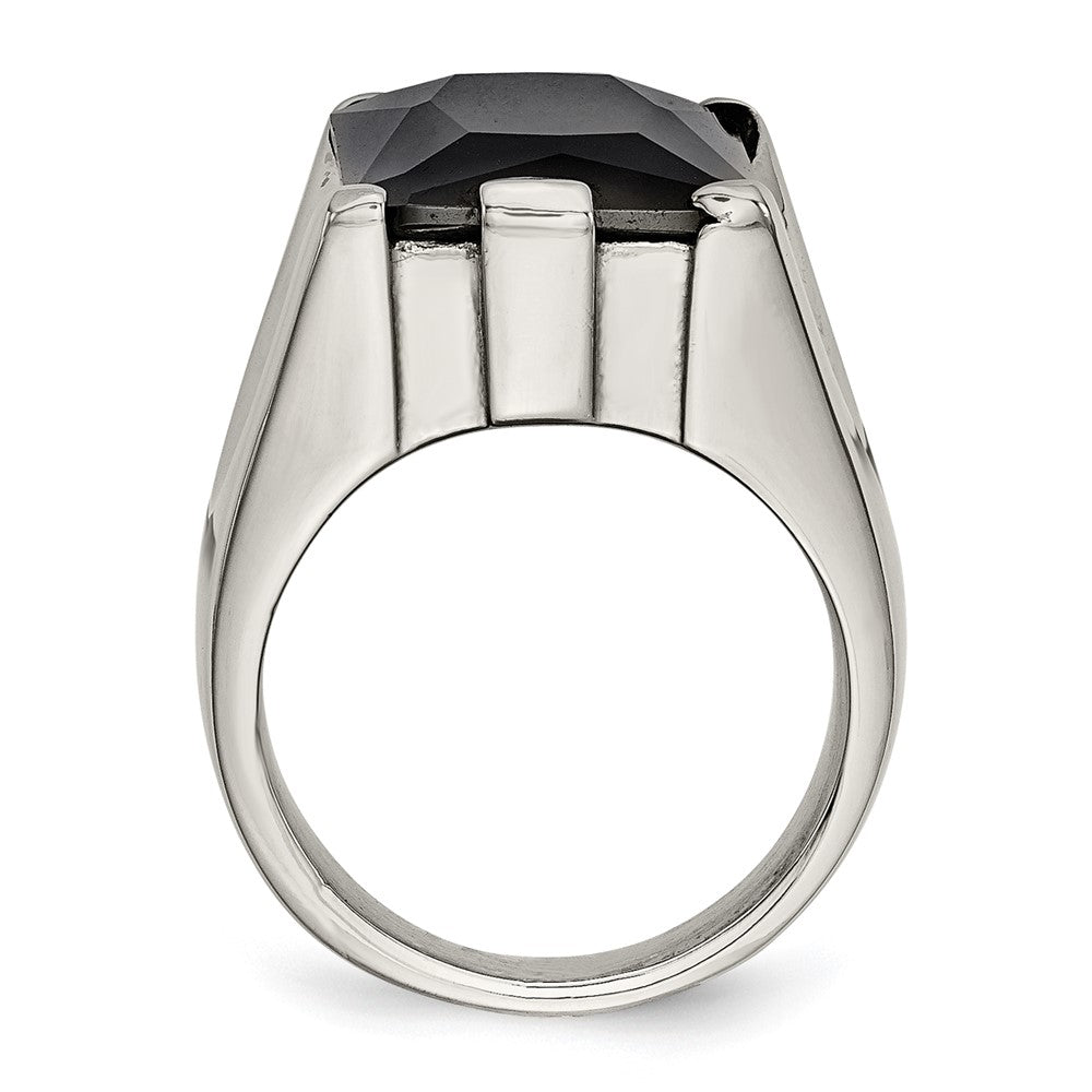 Stainless Steel Black Cz Polished Ring