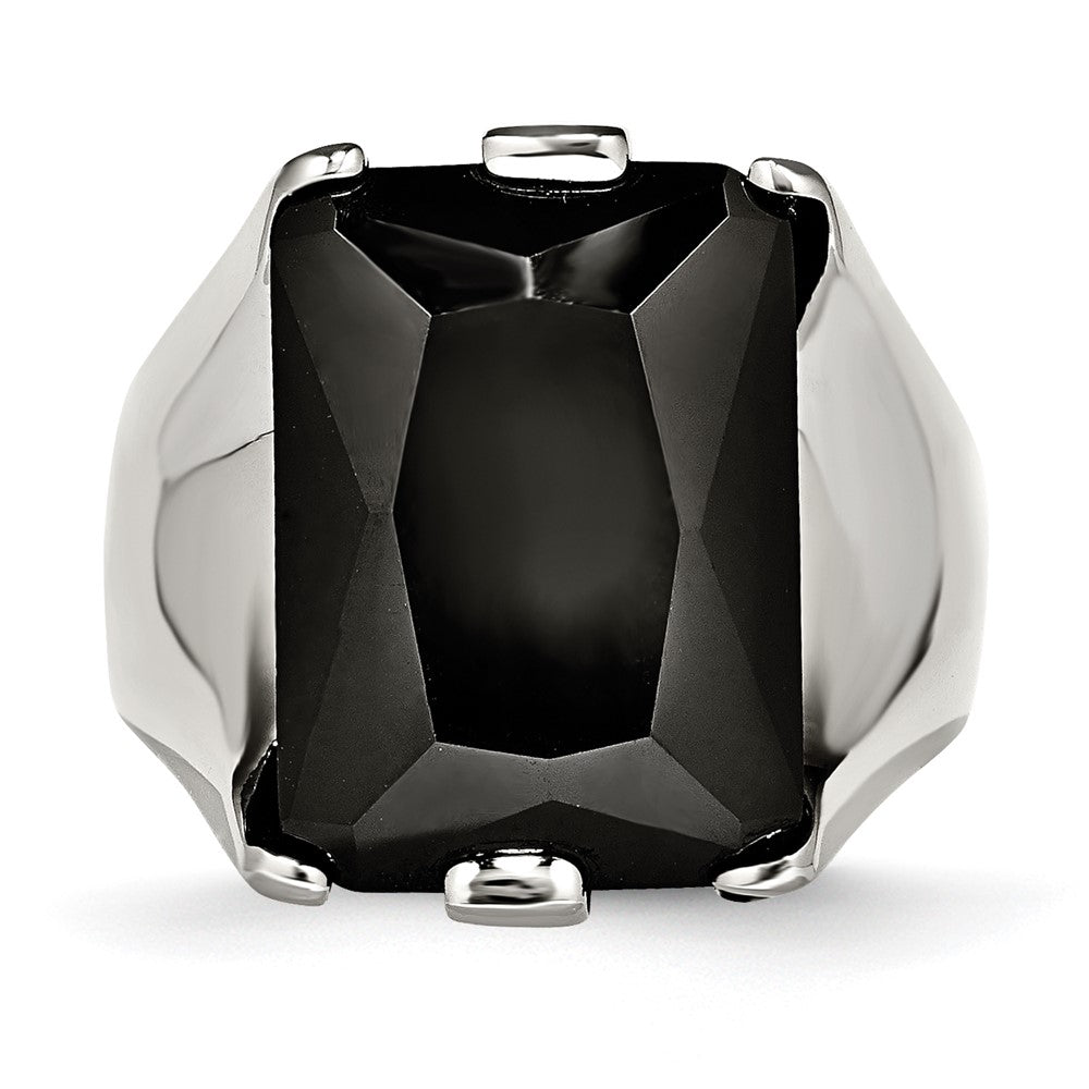 Stainless Steel Black Cz Polished Ring