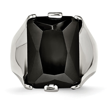 Stainless Steel Black Cz Polished Ring