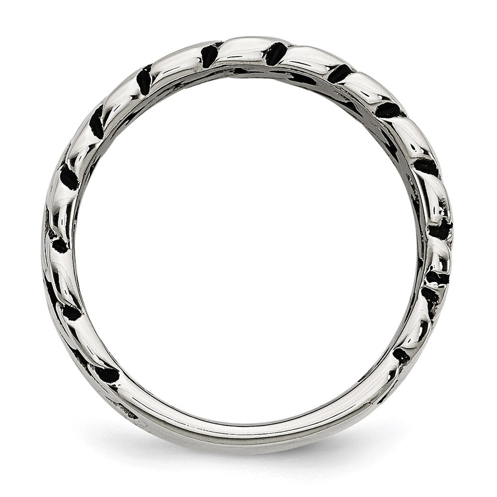 Stainless Steel Polished Tread Design Ring (Size 8 Only)