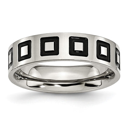 Stainless Steel Enameled Flat 6mm Polished Band
