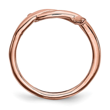 Stainless Steel Polished Pink Ip Plated Twisted Ring