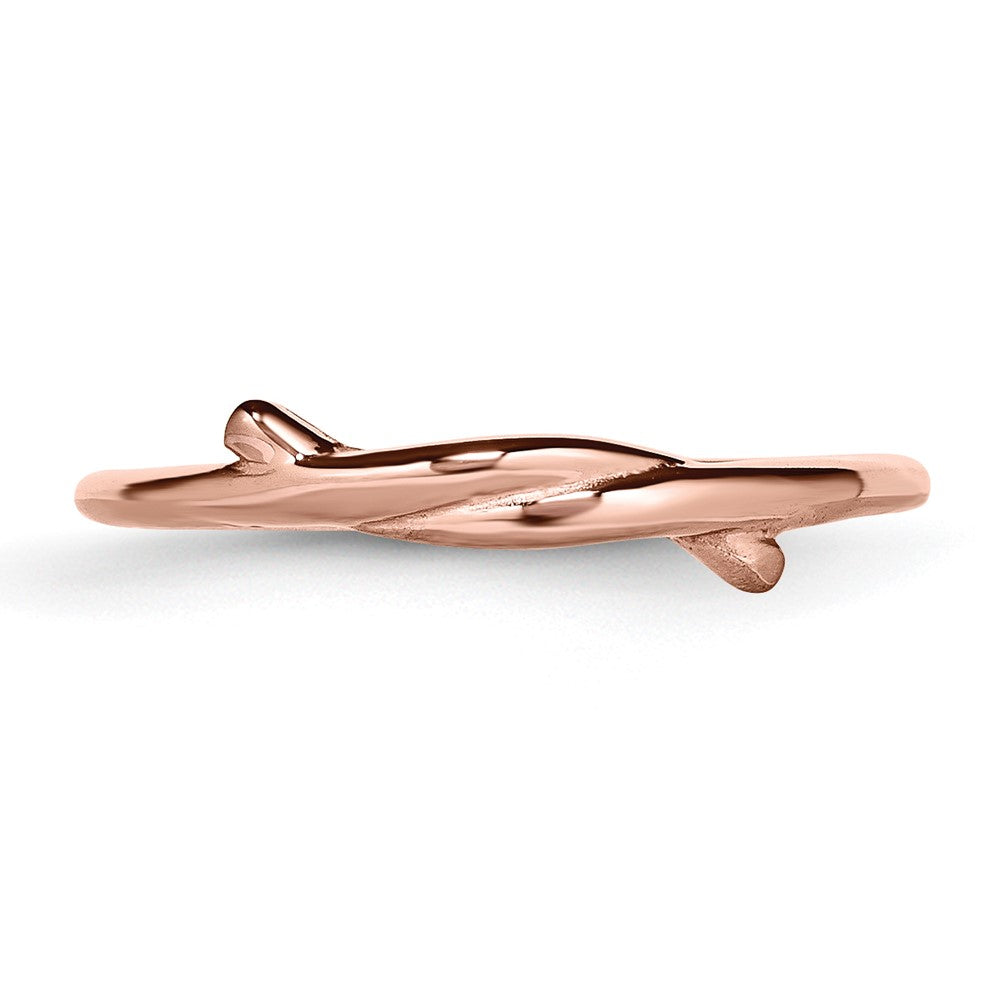 Stainless Steel Polished Pink Ip Plated Twisted Ring