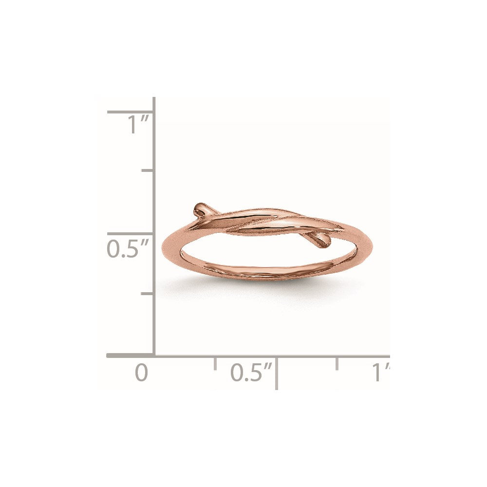 Stainless Steel Polished Pink Ip Plated Twisted Ring