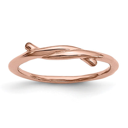 Stainless Steel Polished Pink Ip Plated Twisted Ring