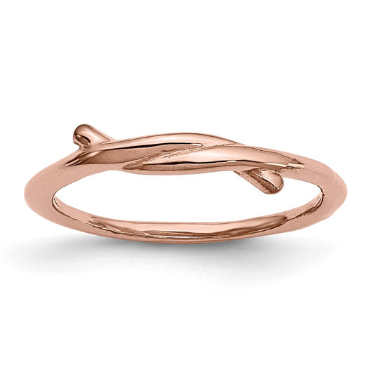 Stainless Steel Polished Pink Ip Plated Twisted Ring