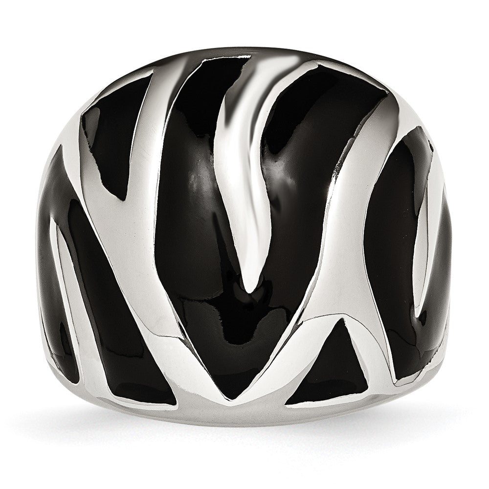 Stainless Steel Polished And Enameled Ring