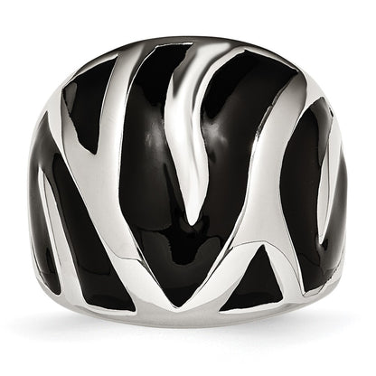 Stainless Steel Polished And Enameled Ring