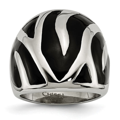 Stainless Steel Polished And Enameled Ring