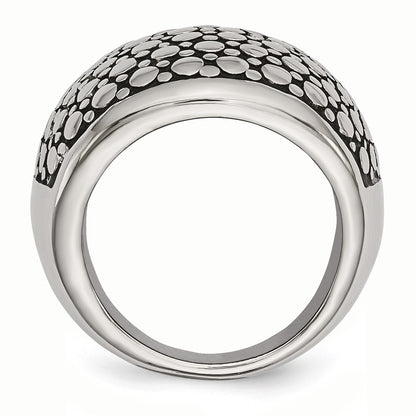 Stainless Steel Polished And Antiqued Ring