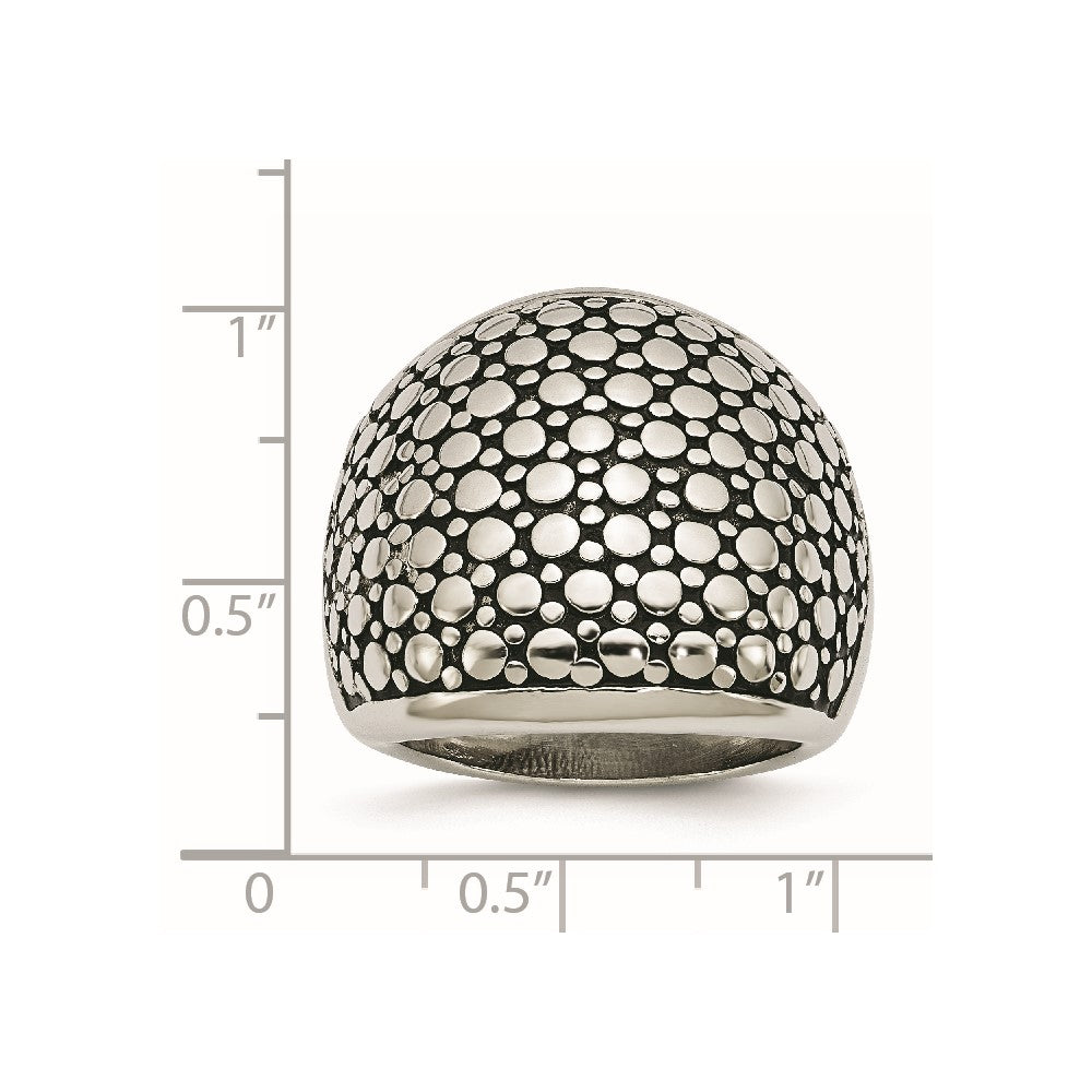 Stainless Steel Polished And Antiqued Ring