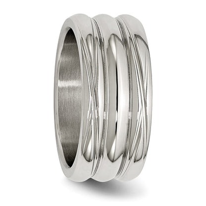 Stainless Steel Polished 10mm Grooved Band