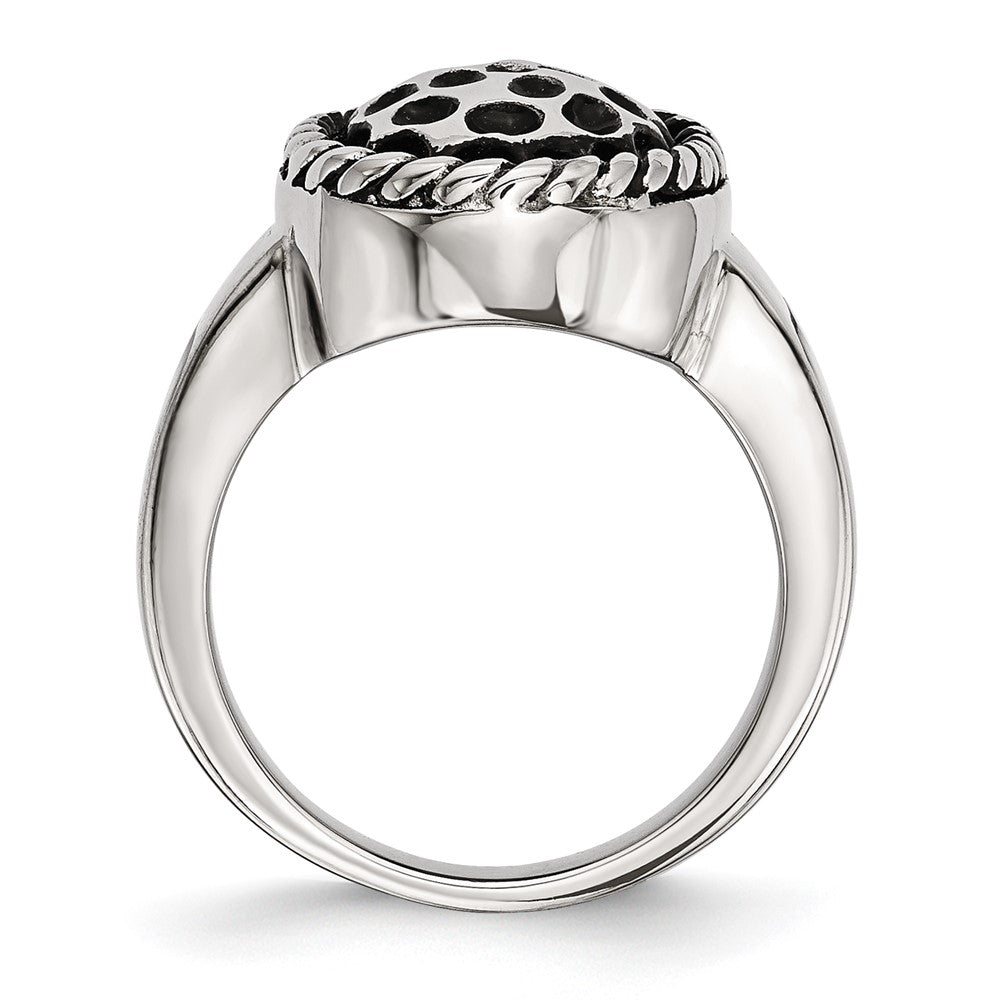Stainless Steel Polished And Antiqued Ring