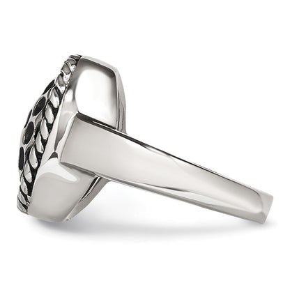 Stainless Steel Polished And Antiqued Ring