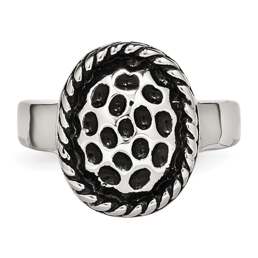 Stainless Steel Polished And Antiqued Ring