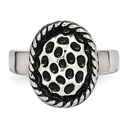 Stainless Steel Polished And Antiqued Ring