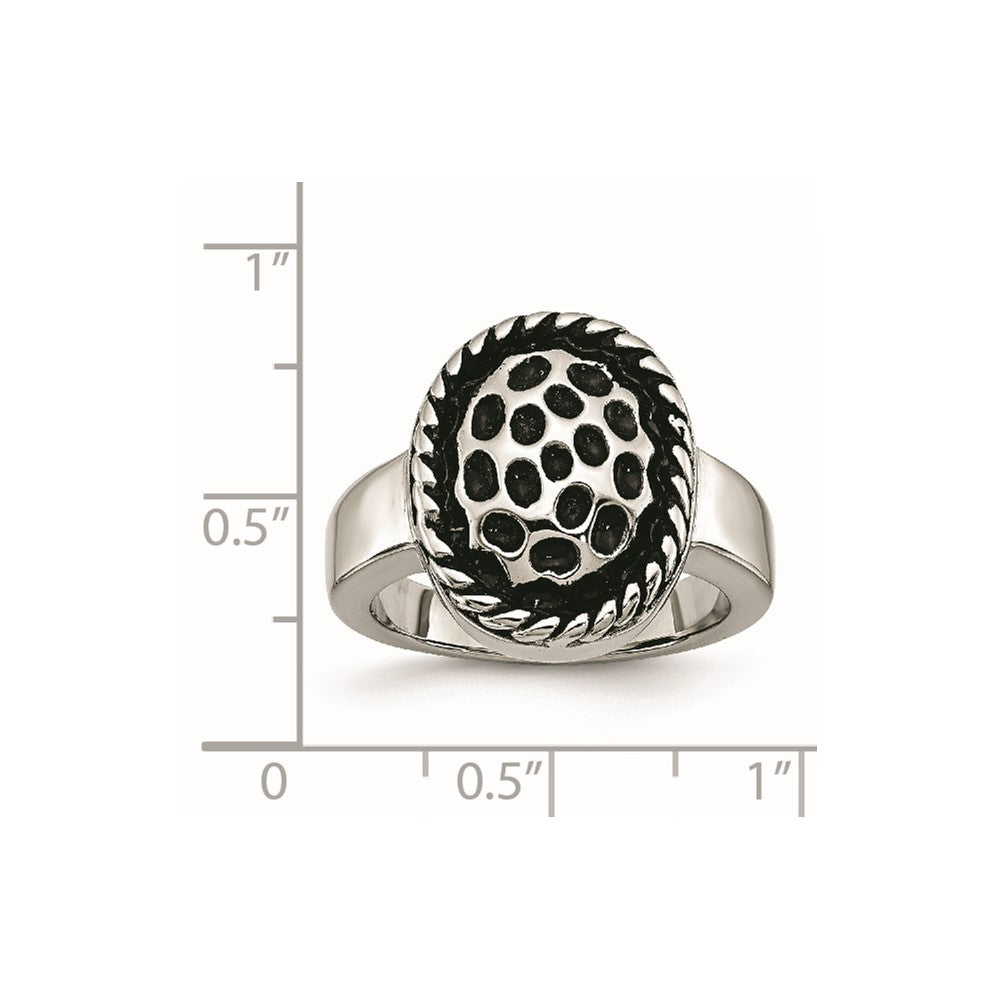 Stainless Steel Polished And Antiqued Ring