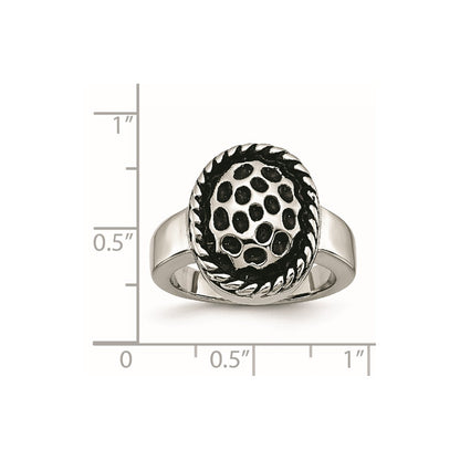 Stainless Steel Polished And Antiqued Ring