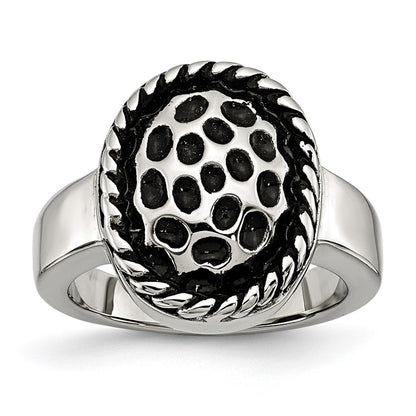 Stainless Steel Polished And Antiqued Ring