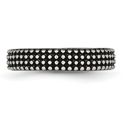 Stainless Steel Polished And Antiqued 5mm Band