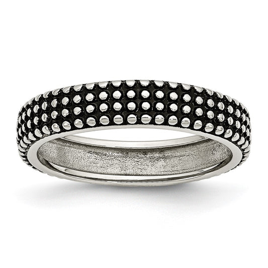 Stainless Steel Polished And Antiqued 5mm Band