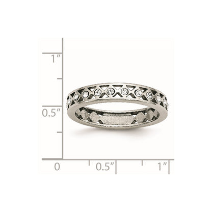 Stainless Steel Polished Crystal 4.5mm Band
