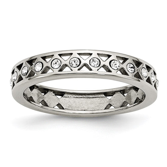 Stainless Steel Polished Crystal 4.5mm Band