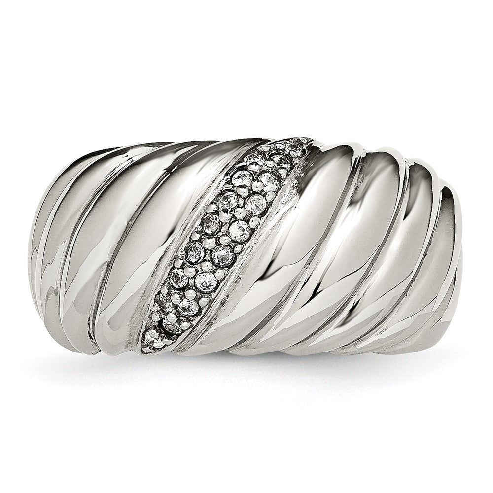 Stainless Steel Polished Cz Ring