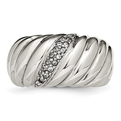 Stainless Steel Polished Cz Ring