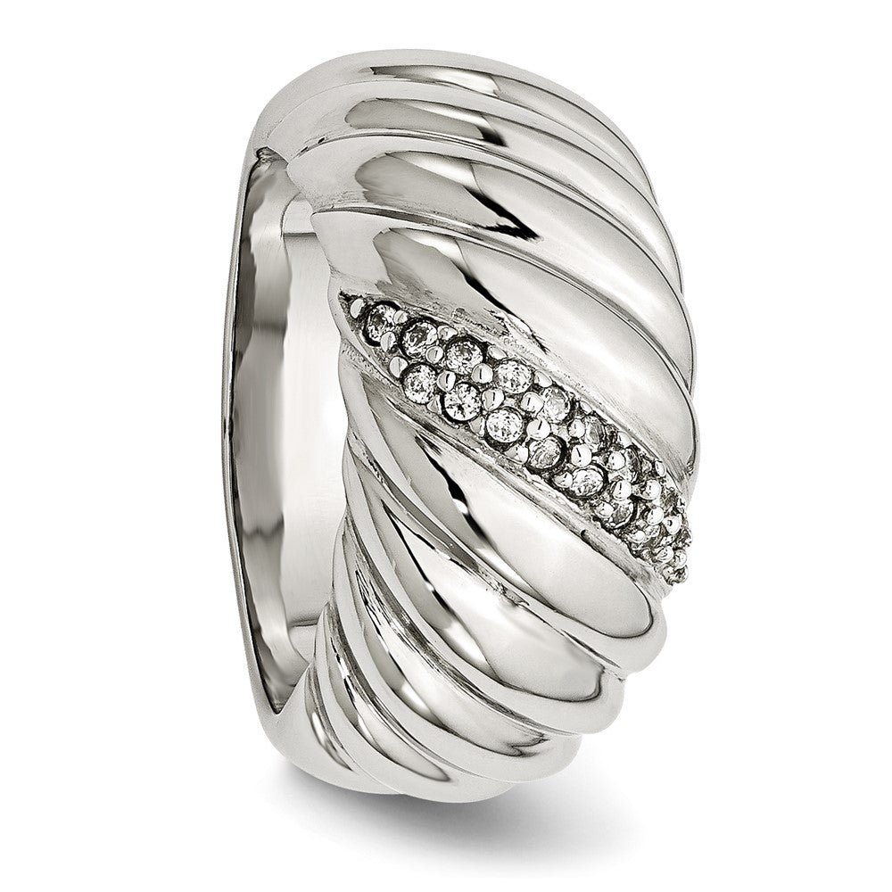 Stainless Steel Polished Cz Ring
