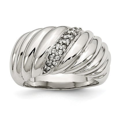 Stainless Steel Polished Cz Ring