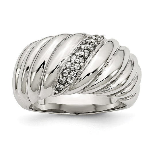 Stainless Steel Polished Cz Ring