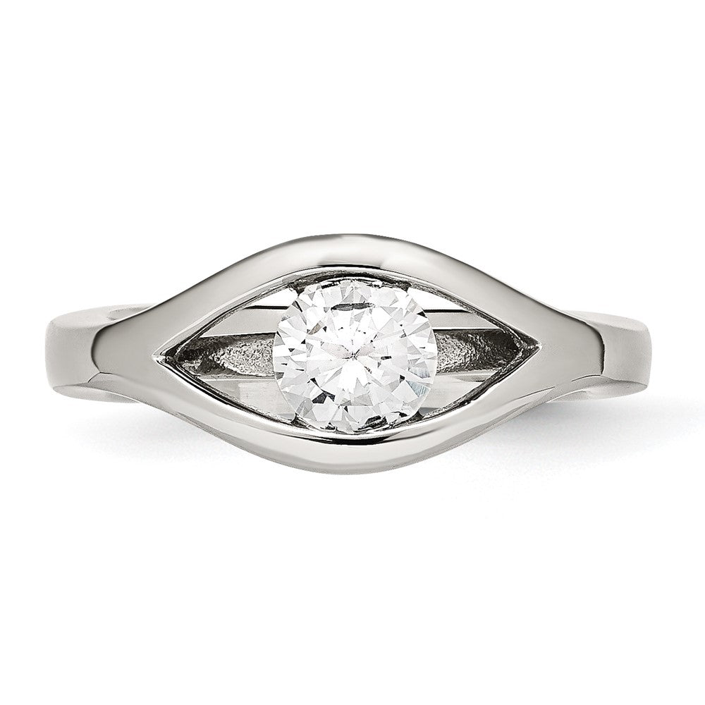 Stainless Steel Polished Cz Ring
