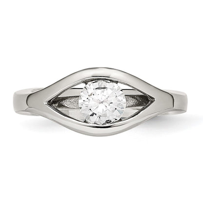 Stainless Steel Polished Cz Ring