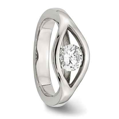 Stainless Steel Polished Cz Ring