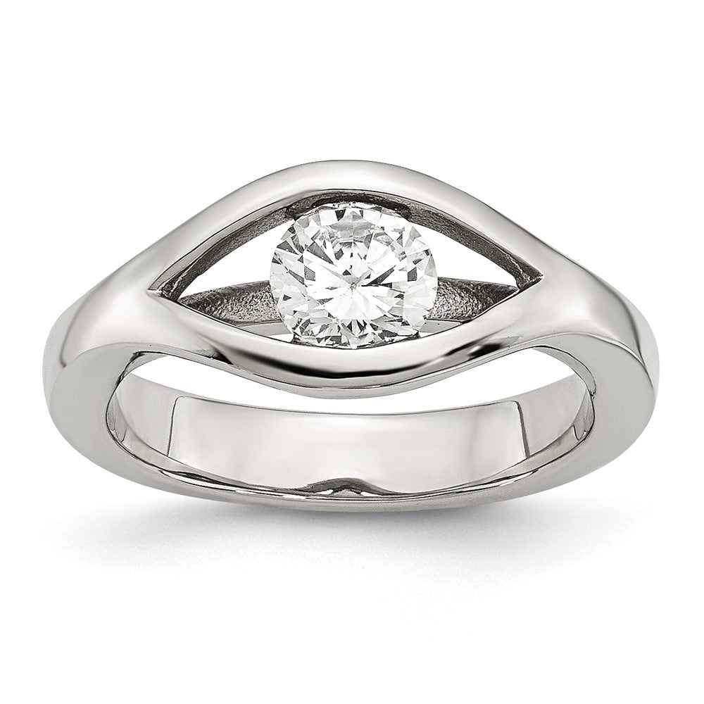 Stainless Steel Polished Cz Ring