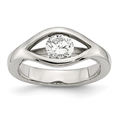 Stainless Steel Polished Cz Ring