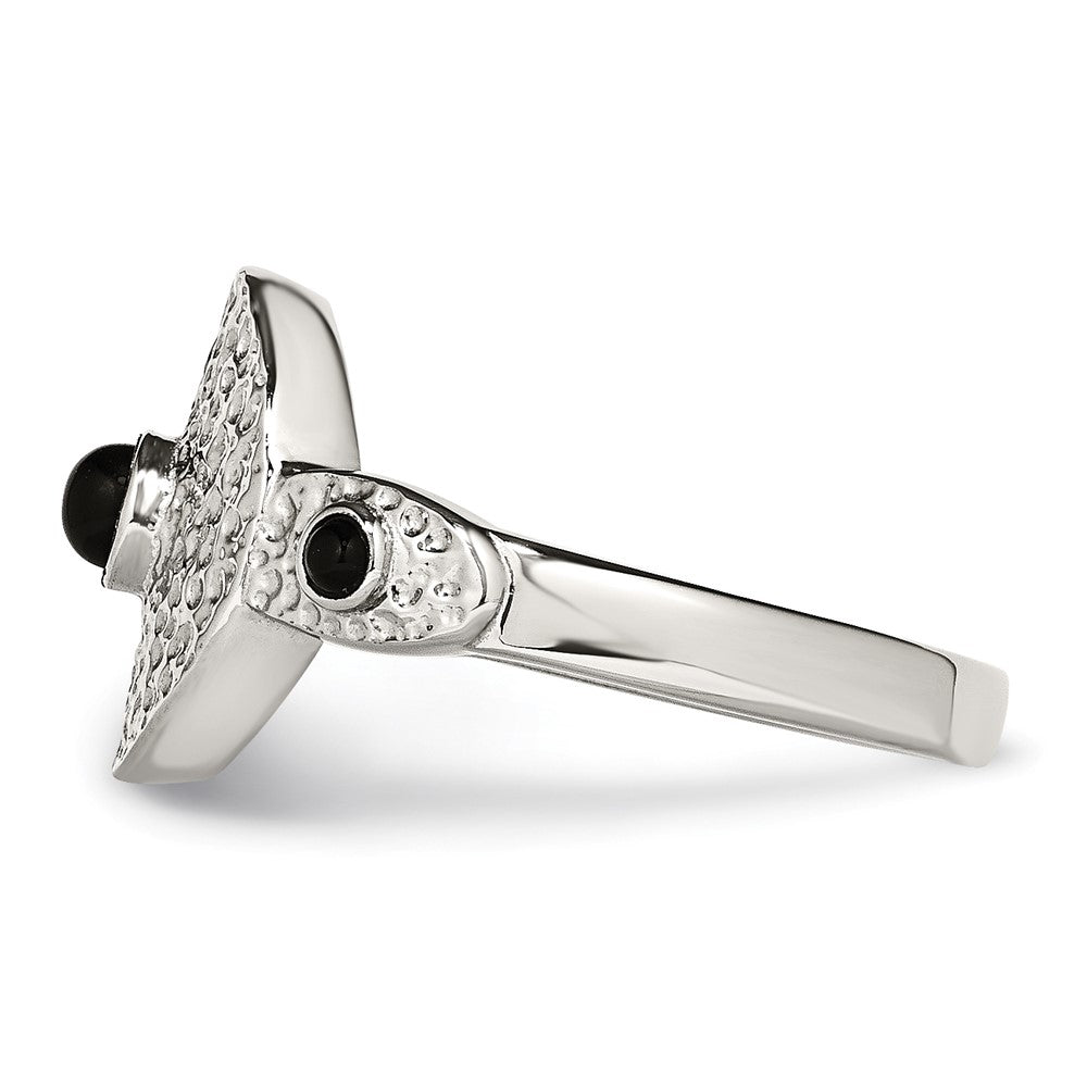 Stainless Steel Polished And Textured Black Onyx Ring