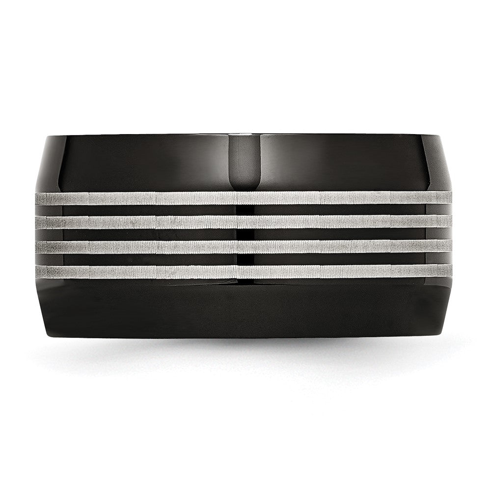 Stainless Steel Polished Black Ip Plated 12mm Band