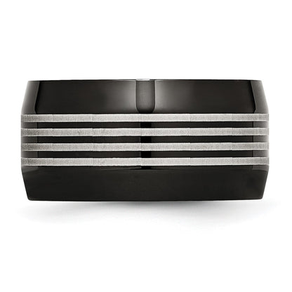 Stainless Steel Polished Black Ip Plated 12mm Band