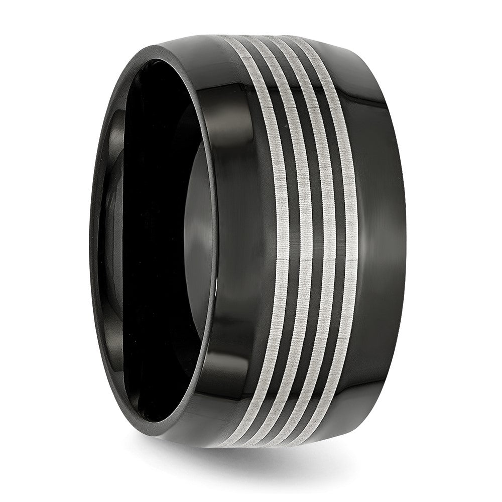 Stainless Steel Polished Black Ip Plated 12mm Band