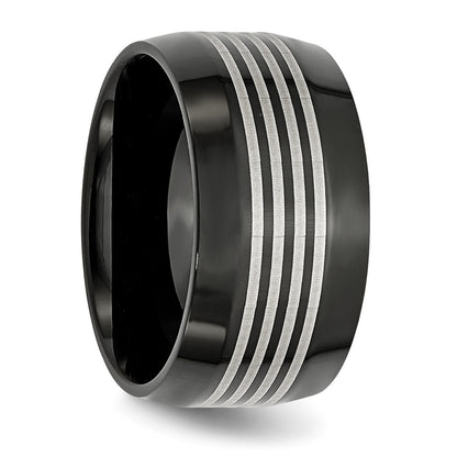 Stainless Steel Polished Black Ip Plated 12mm Band