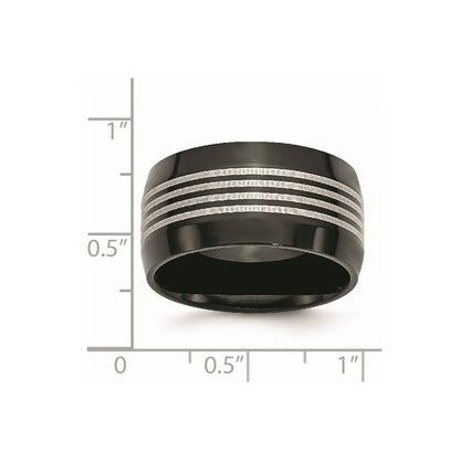 Stainless Steel Polished Black Ip Plated 12mm Band