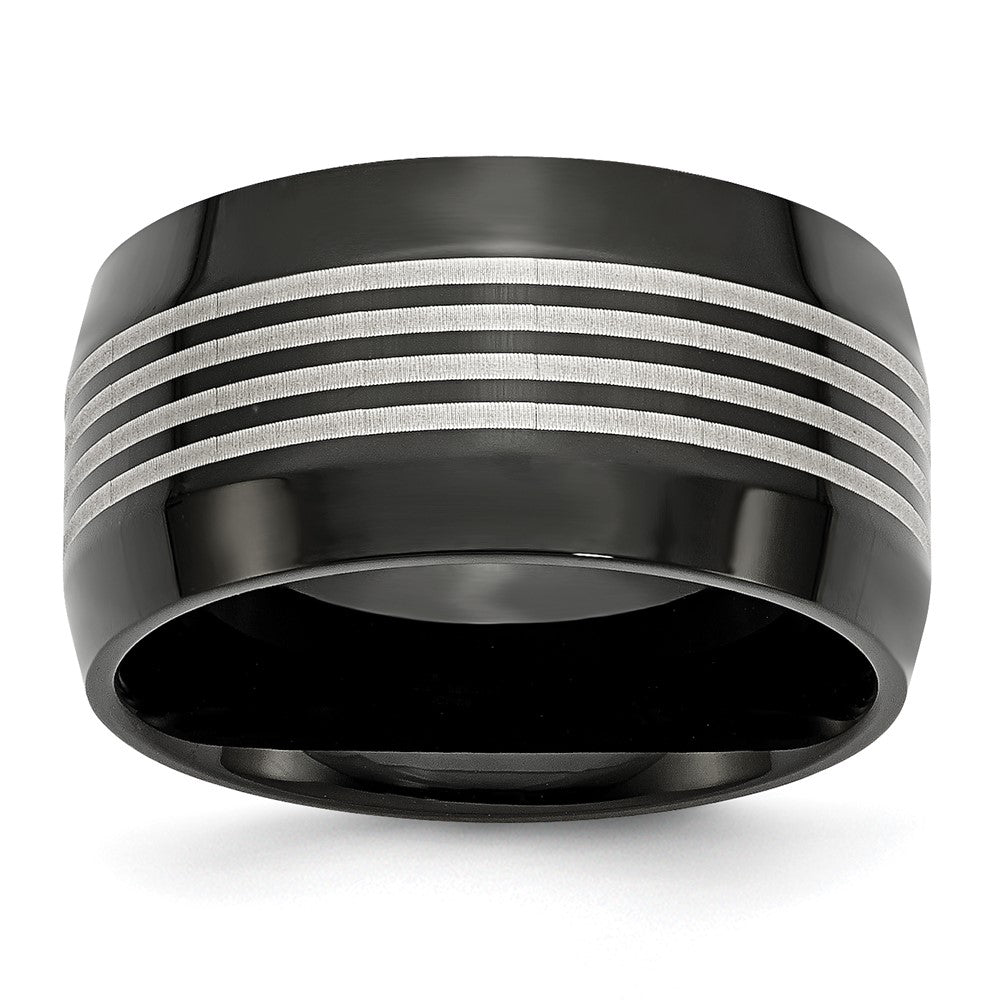 Stainless Steel Polished Black Ip Plated 12mm Band