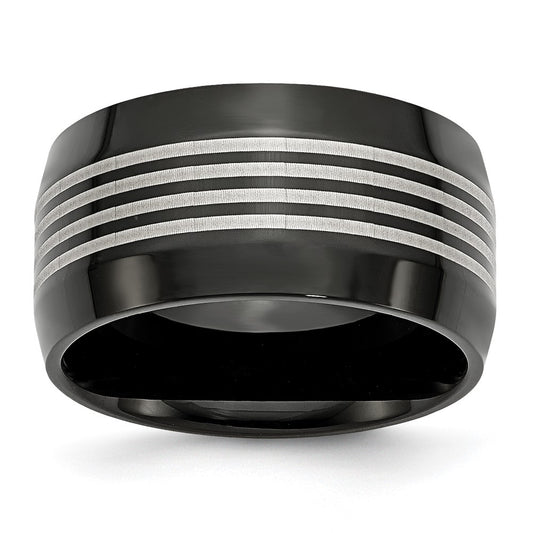 Stainless Steel Polished Black Ip Plated 12mm Band
