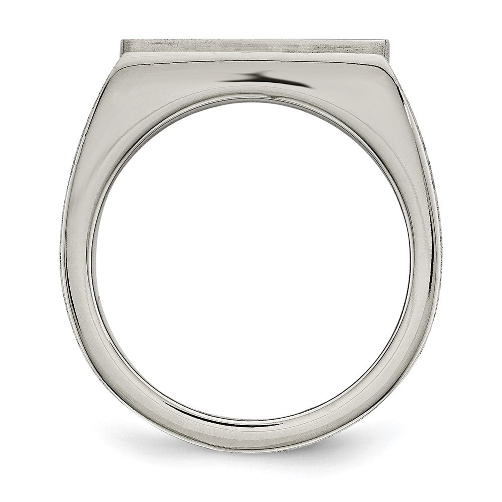 Stainless Steel Brushed And Polished Cz Ring