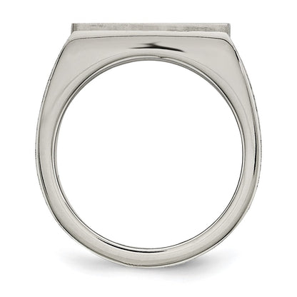 Stainless Steel Brushed And Polished Cz Ring