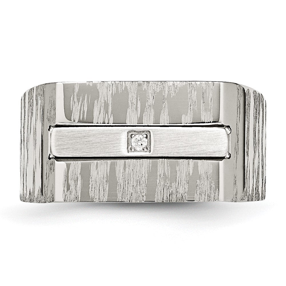 Stainless Steel Brushed And Polished Cz Ring